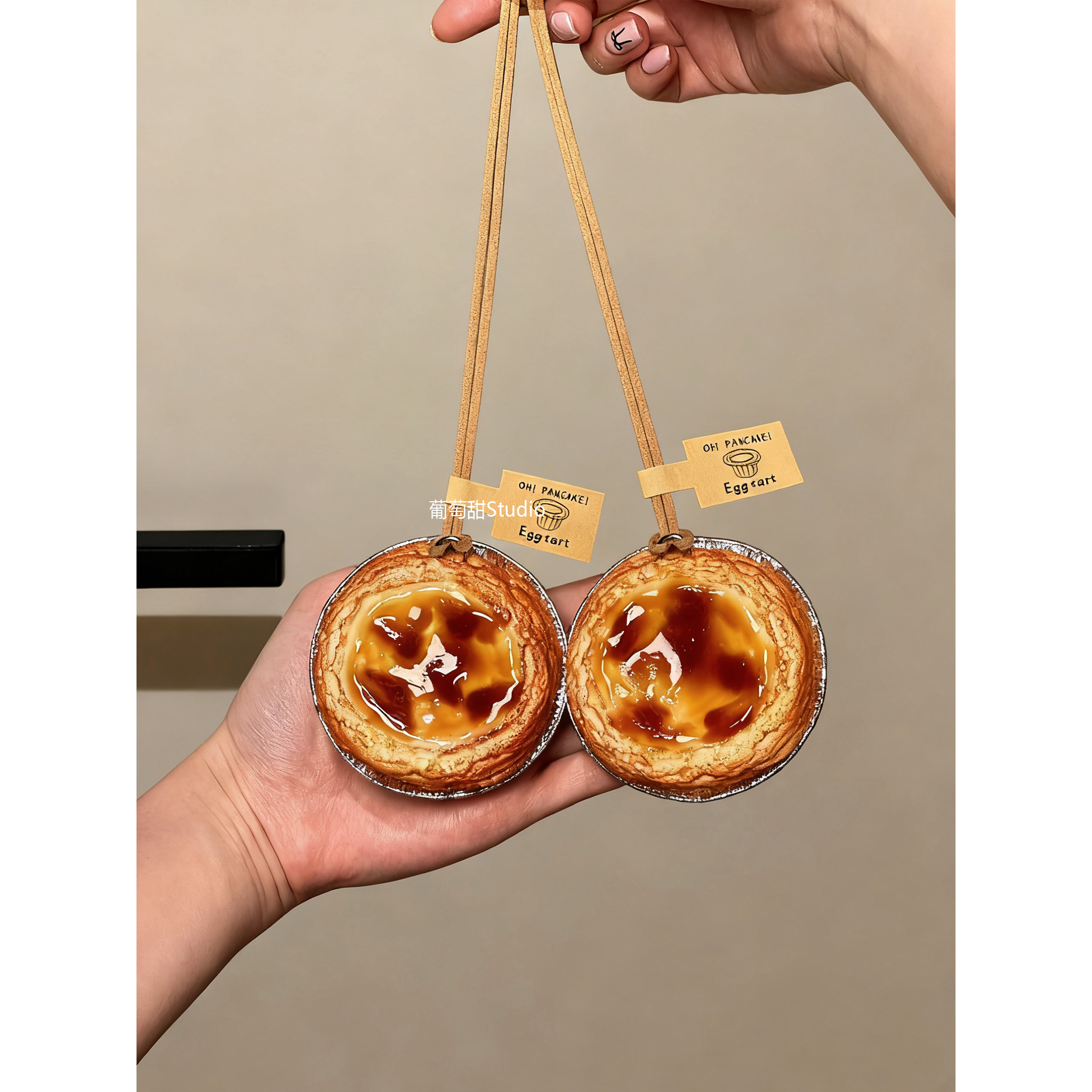 可爱酥皮小众设计蛋挞挂书包饰品