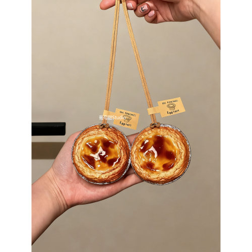 可爱酥皮小众设计蛋挞挂书包饰品