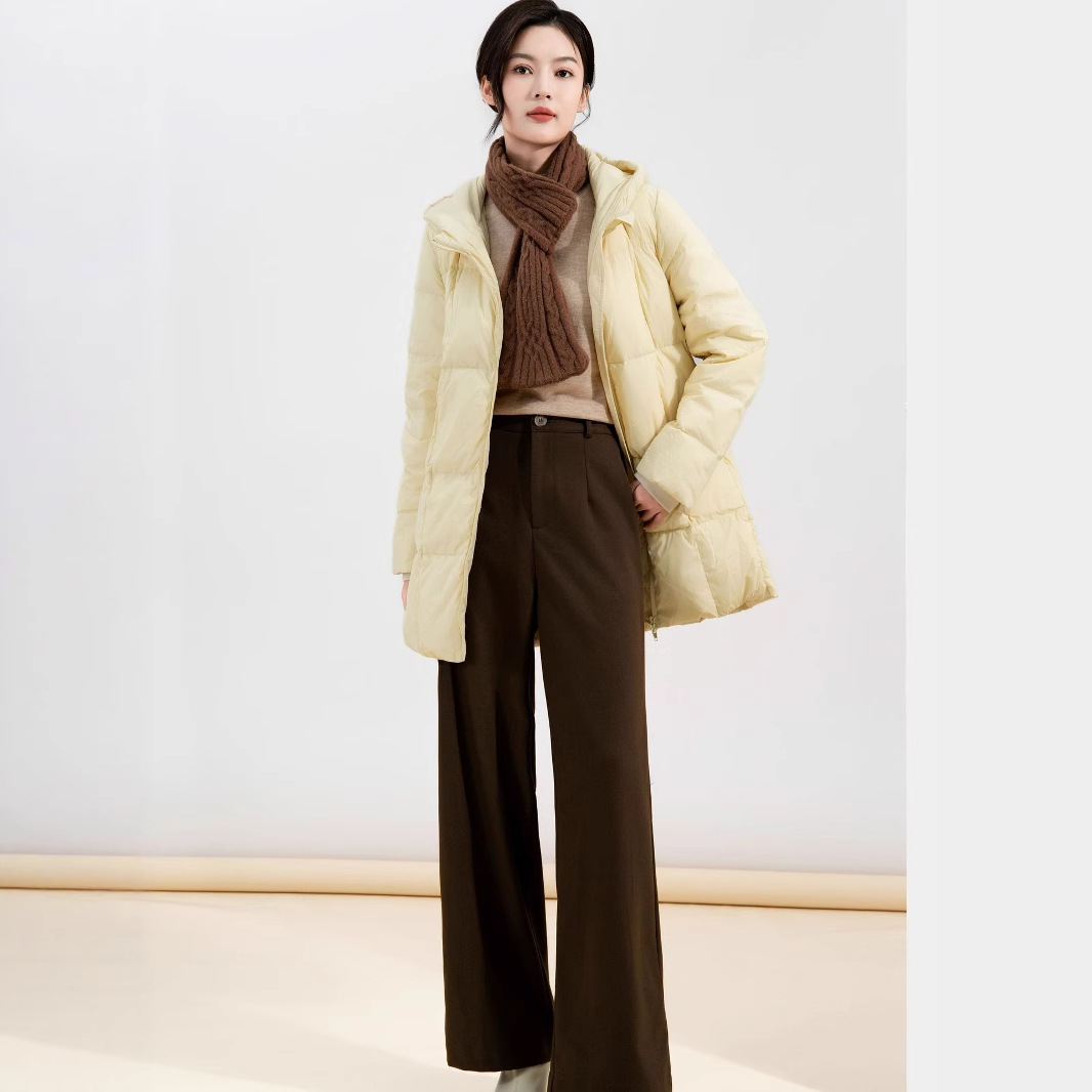 25新款羽绒服女款日韩风90白鸭绒中长款冬季女高级感外套HT43220