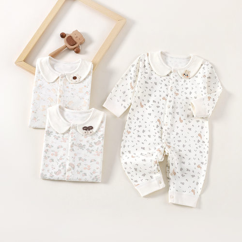 婴儿衣服春秋季长袖连体衣纯棉a类安阳童装四季款男女宝宝连体衣