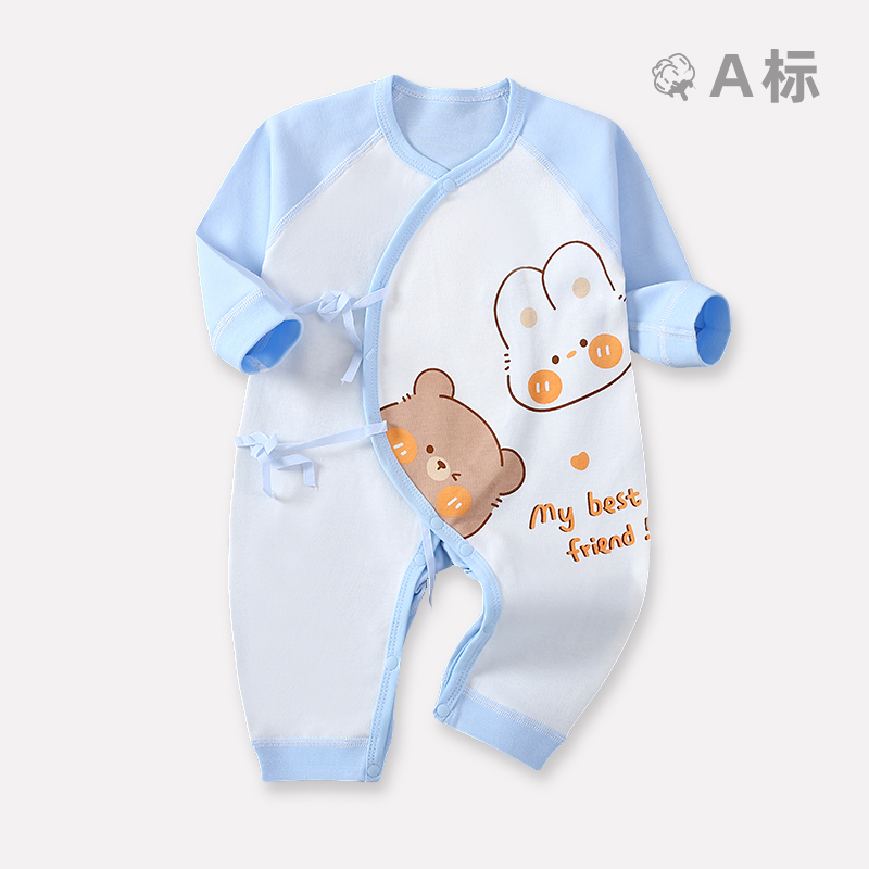 新生儿连体衣婴儿无骨衣服秋冬纯棉蝴蝶结和尚服四季宝宝爬服哈衣