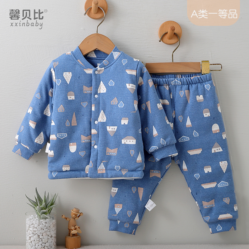 馨贝比秋冬季婴儿夹棉保暖衣套装