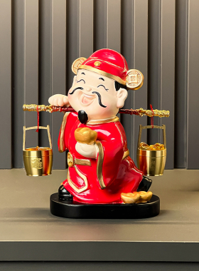 财神爷入户金福临门元宝摆件客厅玄关酒柜电视柜搬家乔迁新居礼品