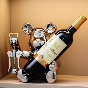 轻奢高档暴力熊红酒架摆件家居客厅餐边柜酒柜高级感软装 饰品 装