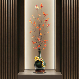 入户门玄关珐琅彩细长竖高干花瓶摆件高级感客厅开放格陶瓷装饰品