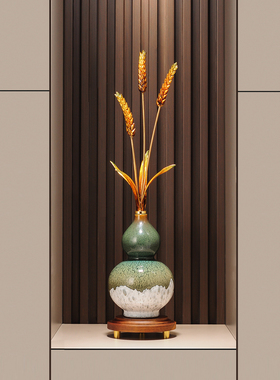 大麦窑变葫芦摆件创意客厅玄关发财树纳福乔迁高档紫气东来装饰拼