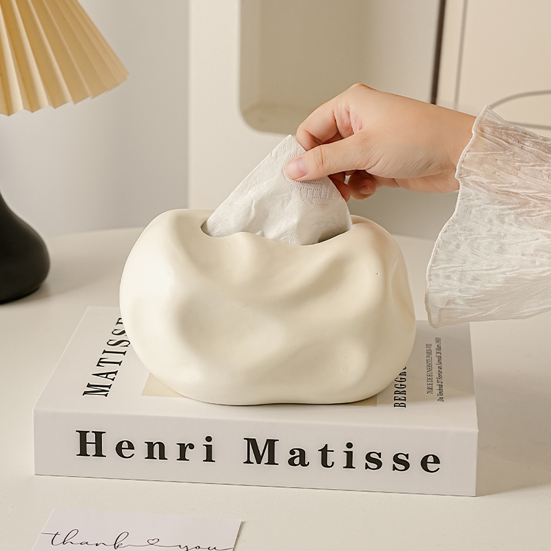 创意波纹陶瓷纸巾盒ins客厅高档轻奢风抽纸盒高级感家用餐巾纸盒