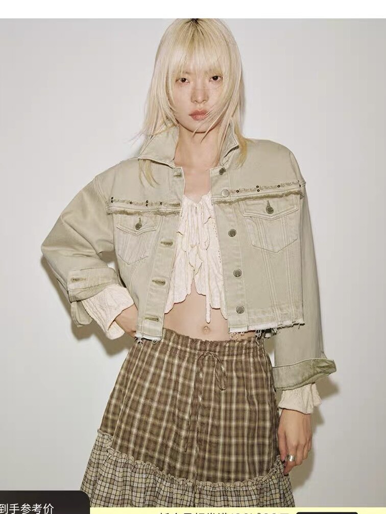 SH&UR2026春季新款女装复古工装做旧磨破毛边休闲外套UYL860037