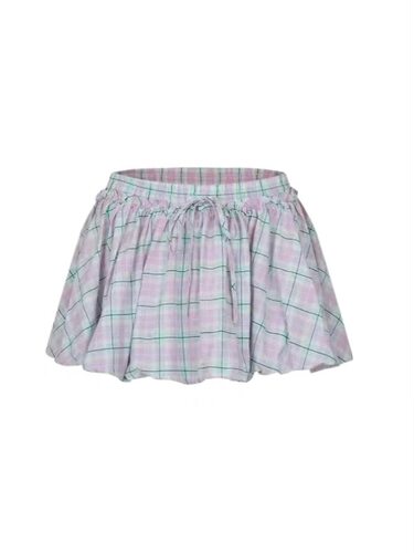SH&UR2026夏新款女装都市粉彩风格纹花苞超短超宽松半裙UYU560038