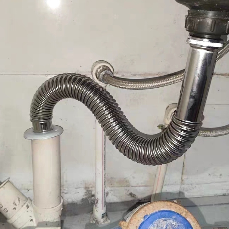 洗脸盆波纹管加厚304不锈钢防臭软管加长排水管面盆台盆浴室柜