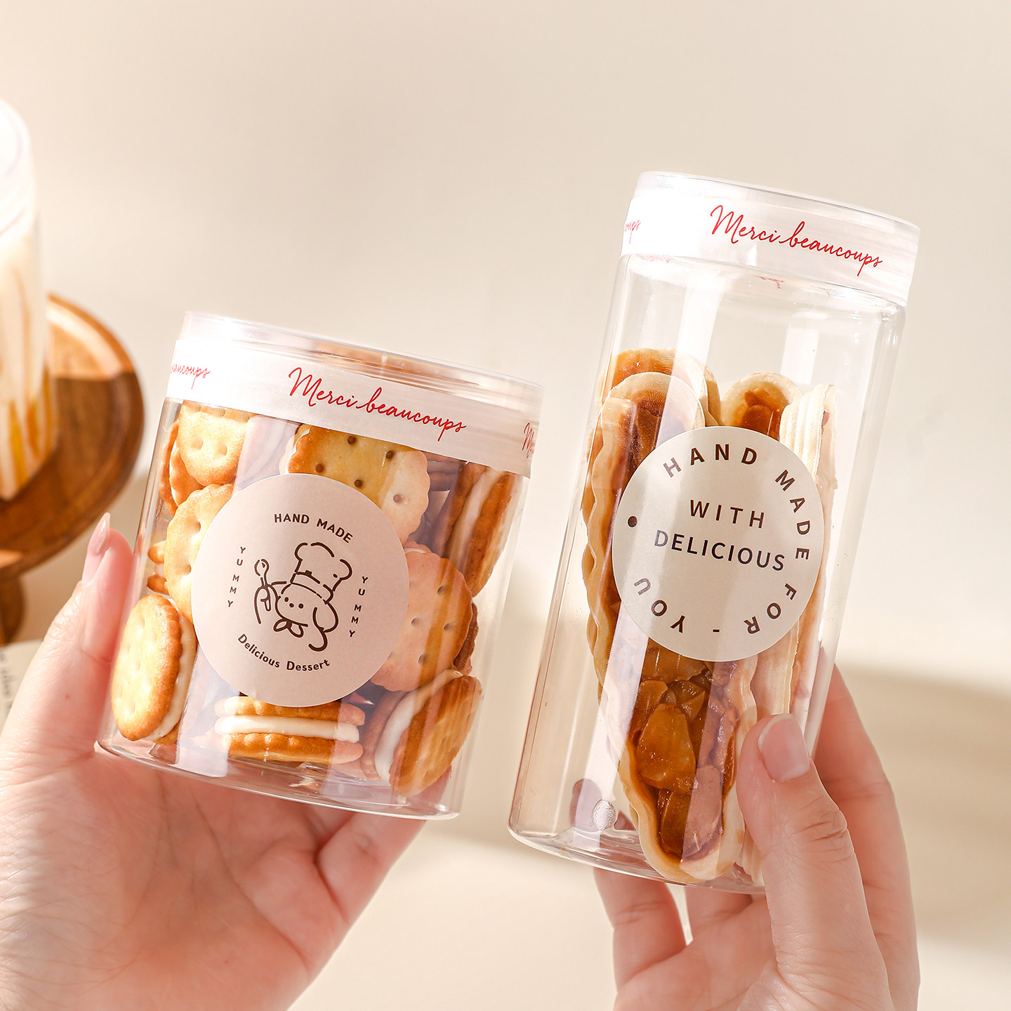 饼干桶透明塑料食品级带盖糖果曲奇零食储存收纳包装盒密封空罐子,厨房/烹饪用具,点心包装盒/包装袋,淘宝优惠券,粉丝福利购,淘宝优惠卷