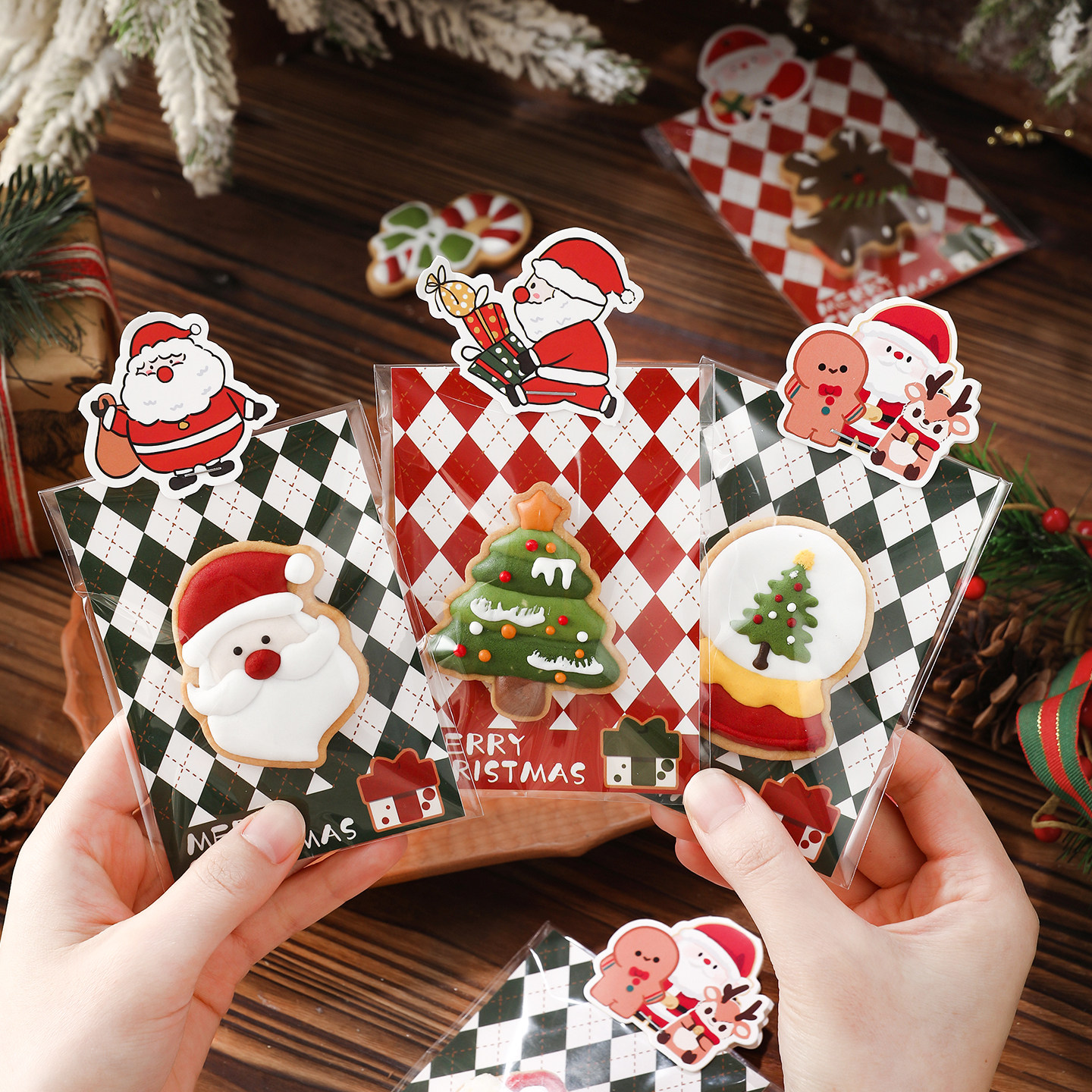 圣诞节卡头曲奇糖霜饼干烘焙甜品包装袋封口对折页眉底卡背卡打包,厨房/烹饪用具,点心包装盒/包装袋,淘宝优惠券,粉丝福利购,淘宝优惠卷