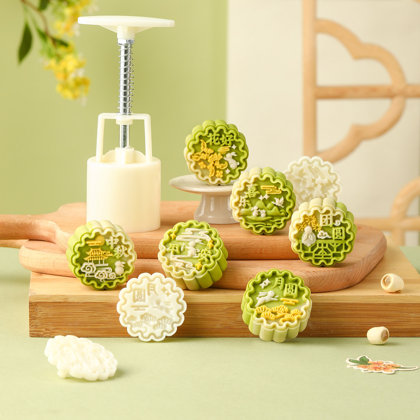 月饼模具手压式家用新款食品级按压中秋流心冰皮月饼50克75g磨具
