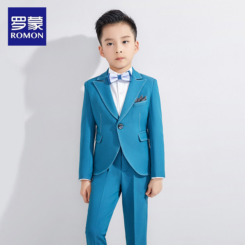 罗蒙儿童西装套装男童帅气英伦风花童礼服演出服主持人小西服潮流