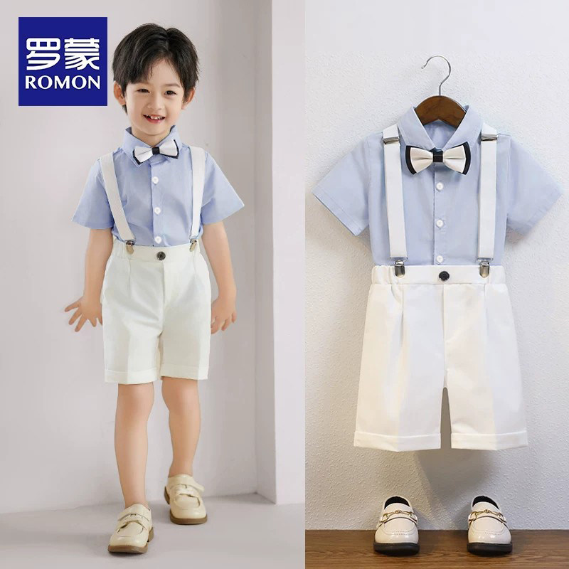 罗蒙儿童西装花童周岁生日钢琴演出服主持人礼服帅气外套男童西服