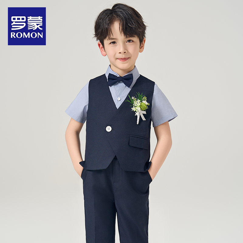 罗蒙男童西装套装花童礼服夏