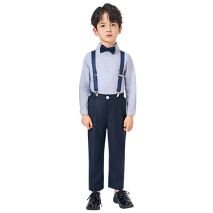 罗蒙男童礼服夏季小西装套装花童英伦风小主持人背带裤钢琴表演服