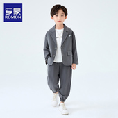 潮春秋韩版 2026新款 中大童主持人休闲帅气礼服 套装 罗蒙男童西装