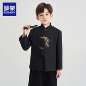 罗蒙男童新中式 外套小主持人花童礼服中大童钢琴演出服潮 呢子西装