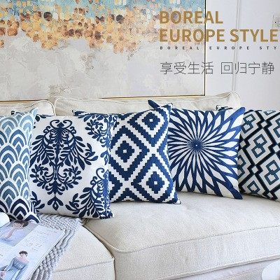 Chinese sofa retro pillowcase embroidery waist cushion cover