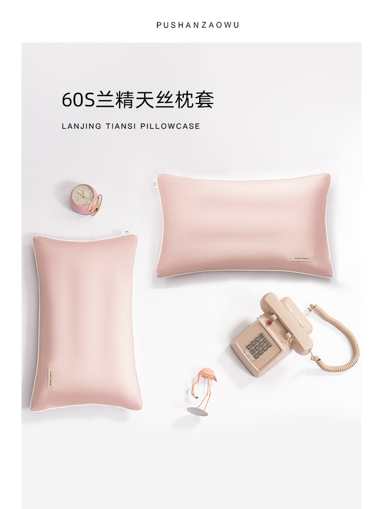 60支兰精天丝乳胶枕套 冰丝儿童枕头套30x50宝宝凉感枕芯套枕罩夏