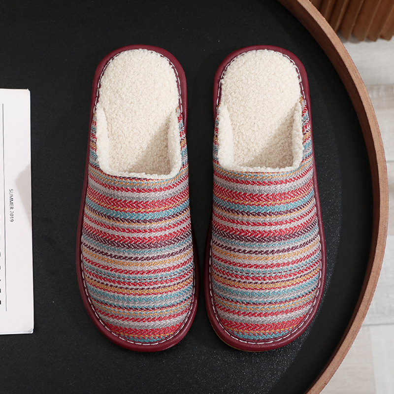 日本代购秋冬季加厚保暖棉拖鞋厚底男女家居室内防滑软底静音情侣