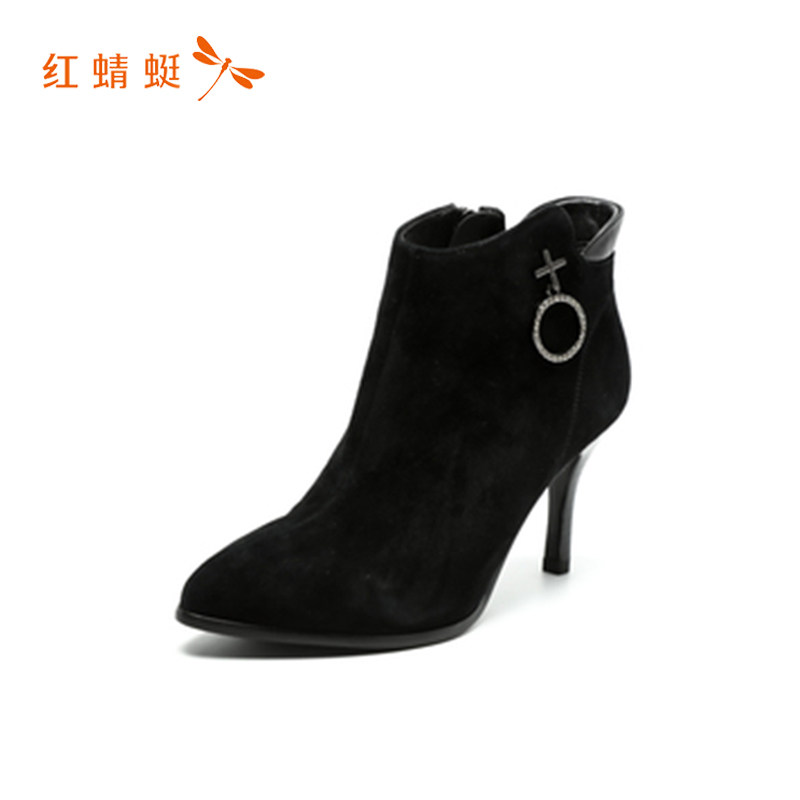 红蜻蜓品牌女鞋断码清仓秋冬实惠专柜正品百搭靴子马丁靴女靴
