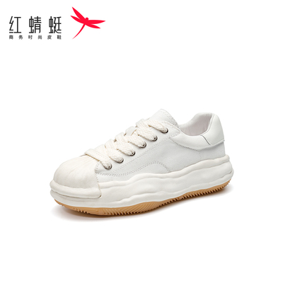 REDDRAGONFLY/红蜻蜓学院风休闲厚底帆布贝壳头运动鞋女WTB32441