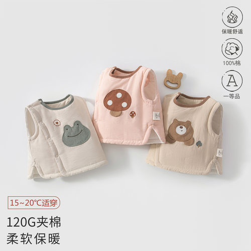婴幼儿马甲秋冬季加厚外穿男女宝宝马甲夹棉洋气外出背心秋装