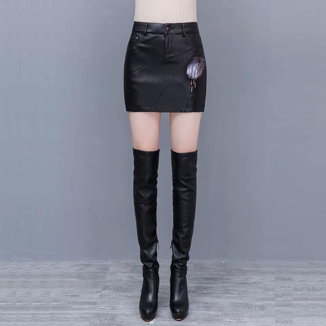 Leather culottes women 2019 Autumn and winter new pattern Korean Edition Self cultivation Show thin Package hip PU Leather skirt leisure time shorts Largein the Women's clothing/Boutique , Skirts  category - from Buy2taobao.com to provide professional Taobao agent buy service
