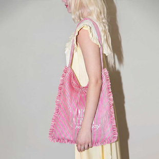 饰布袋 清新条纹褶皱装 CAC 法式