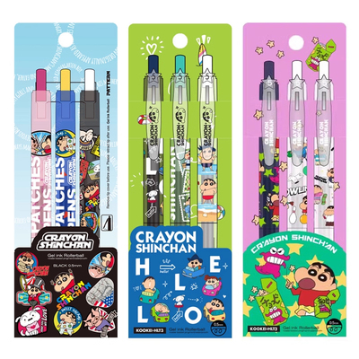 Kookei蜡笔小新联名中性笔限定套装PARTTEN休闲HELLO合集日系动漫黑色0.5速干刷题笔按动水笔签字笔蜡笔小新