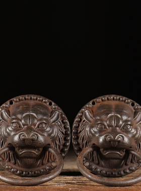 中式风仿古建筑摆件瑞兽虎头门环