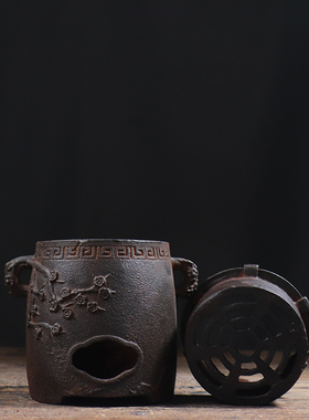 仿古铁器纯铁喜上眉梢温酒炉摆件复古民俗怀旧装饰中式古典收藏品