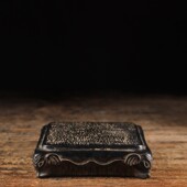 旧石器仿古天然青石纯手工吉祥如意方桌中式 复古底座民俗怀旧摆件