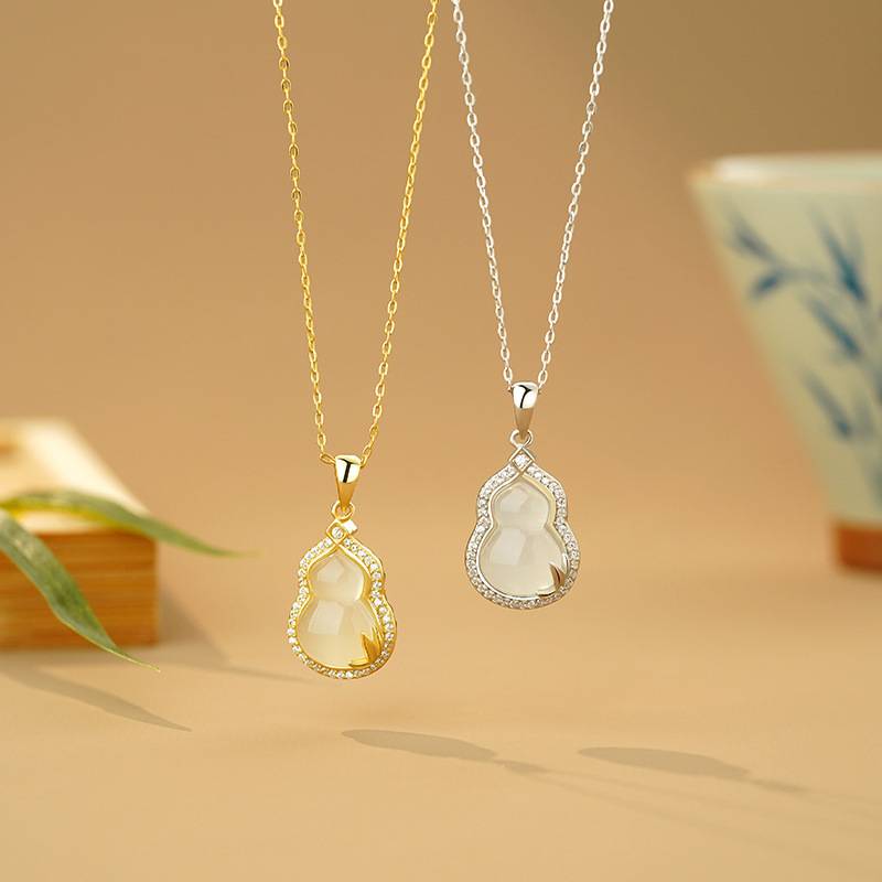 S999足银小众白玉髓葫芦项链女轻奢高级感个性风潮项链