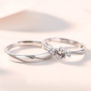 一见钟情戒指女不掉色S925纯银小众高级感情侣对戒热卖