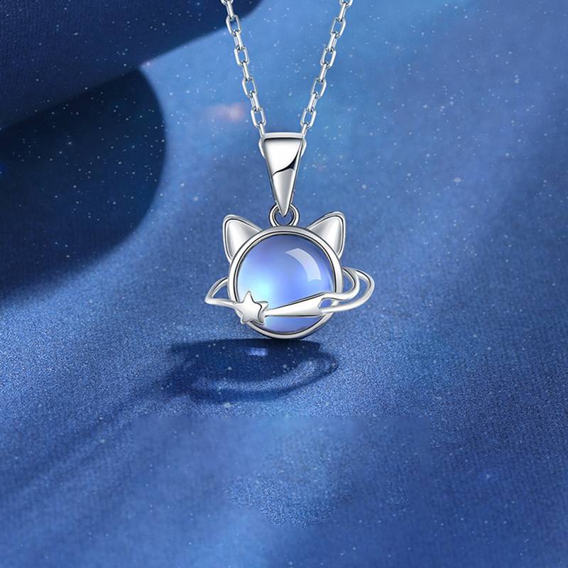 星球猫咪项链女简约百搭S925纯银小众设计高级感秋新品