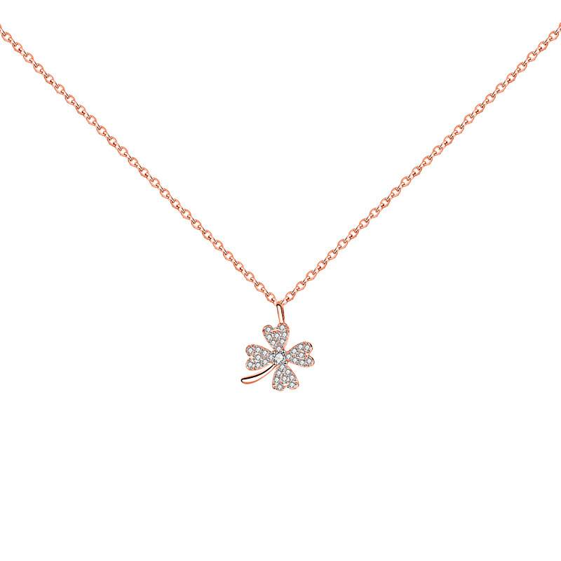 999纯银幸运四叶草项链女锁骨链女冷淡风气质韩版简约小众