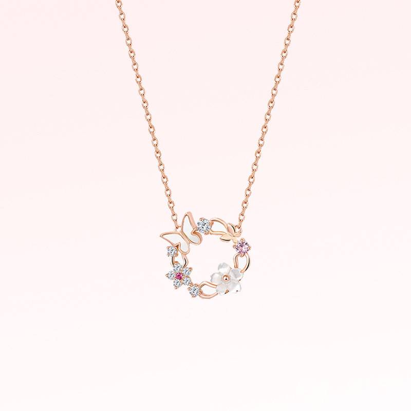 蝴蝶项链女简约百搭S925纯银镀玫瑰金小众设计高级感秋新品