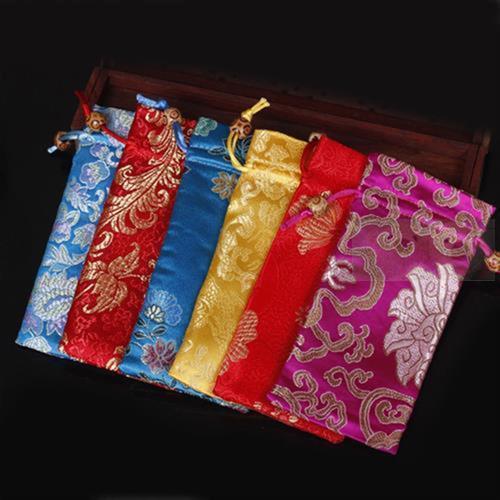 双层龙纹首饰袋 刺绣锦囊布袋牛角梳子收纳袋包装袋木梳袋8*16