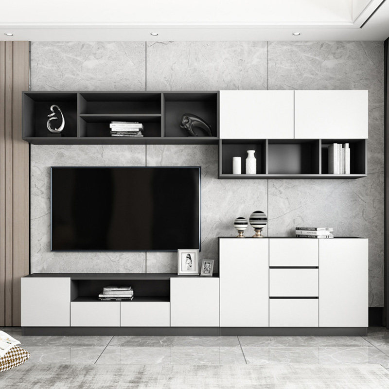 电视柜背景墙柜一体客厅家用定制简约现代满墙收纳储物柜组合柜子
