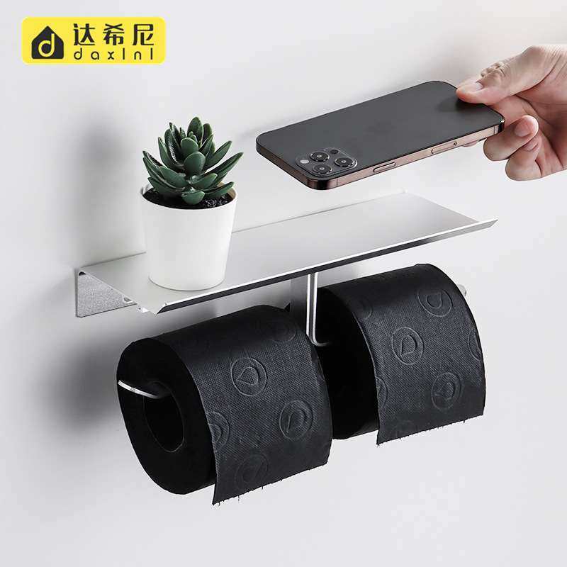 外贸纸巾架 可拆卸挂钩厕纸架亮银色工厂 免打孔太空铝卷纸架