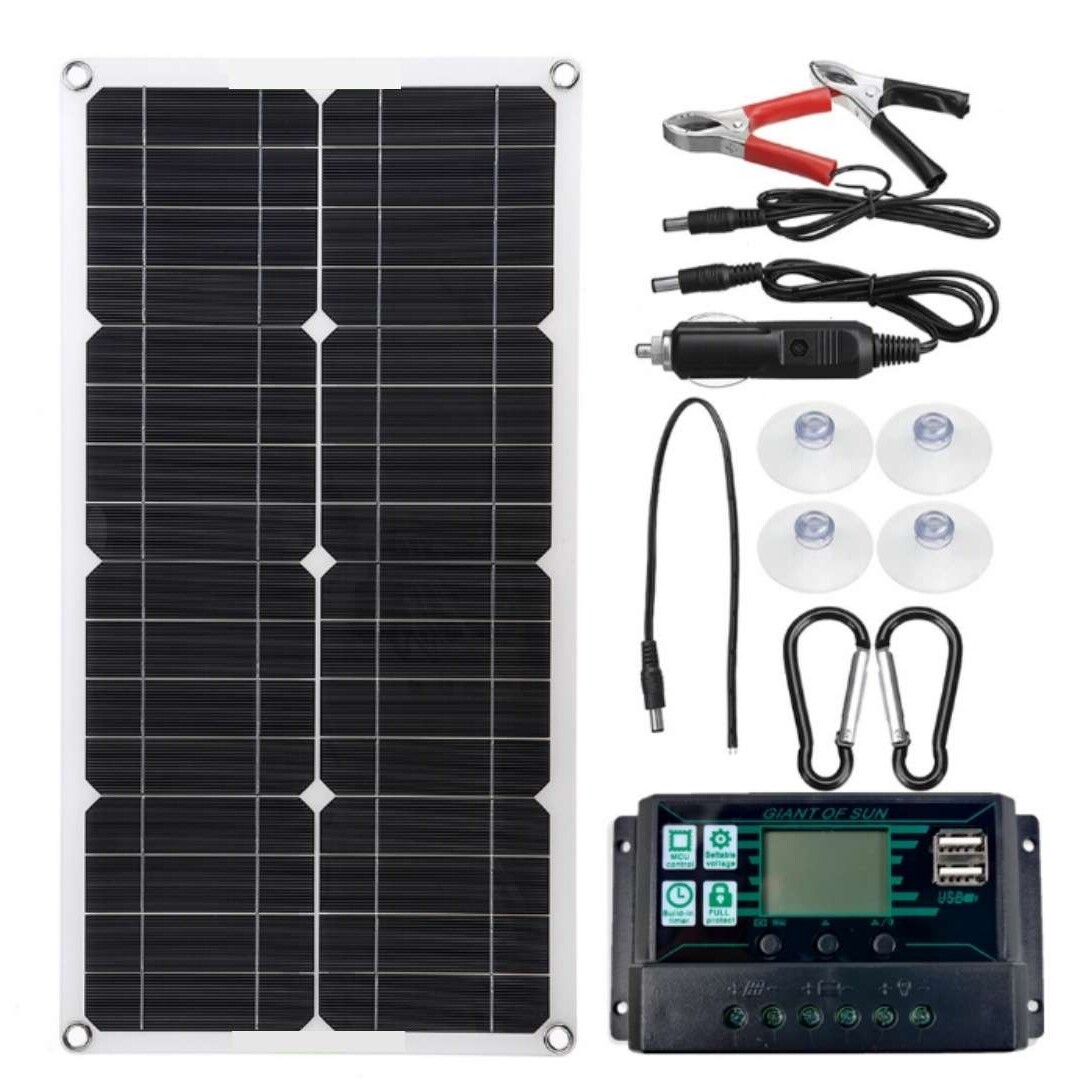 跨境太阳能板灯ID100W控制器25W户外汽车打火充电瓶12V-24V控制器