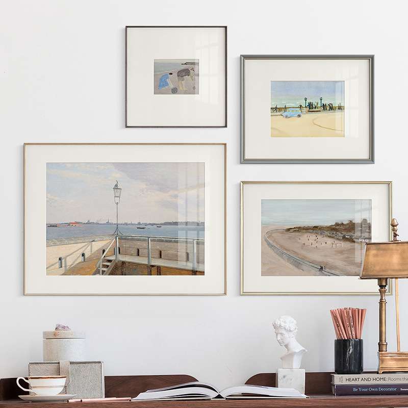 北欧简约小清新挂画风景建筑城堡卧室床头油画美式组合客厅装饰画图片