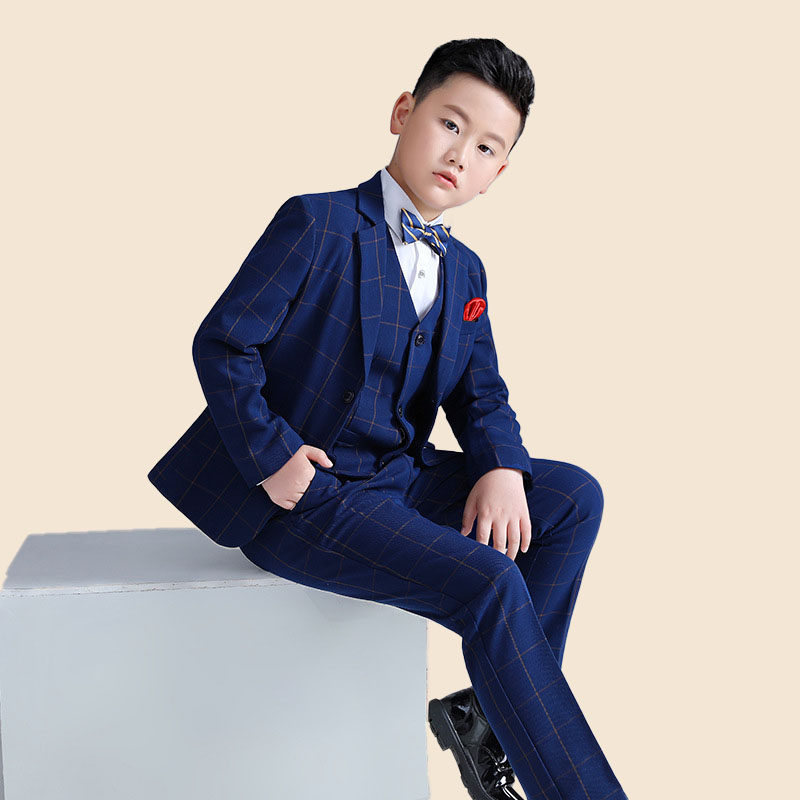 男童礼服加肥加大西装中大童马甲学生主持钢琴舞台演出模特走秀帅