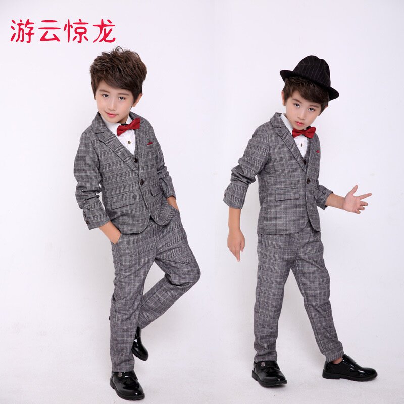 儿童礼服男套装西装三件套中小童2018秋款男童西服韩版花童婚礼服