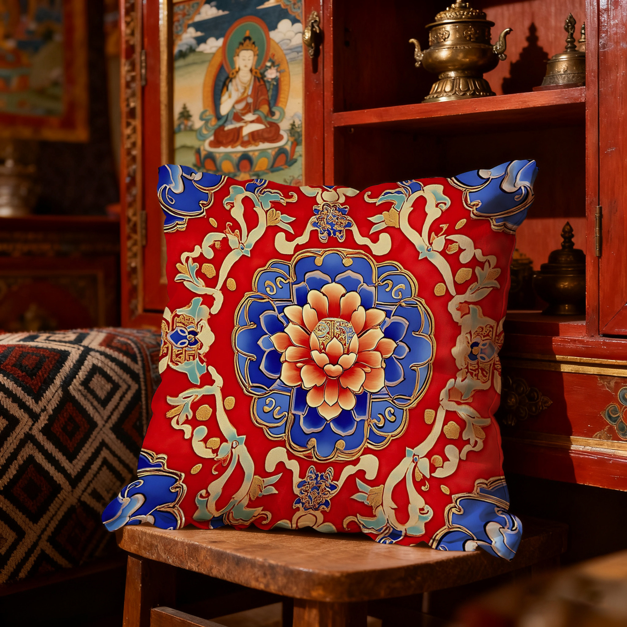 民族风西藏藏式抱枕车枕沙发床上垫子靠枕可拆洗棉麻绒布靠垫靠垫