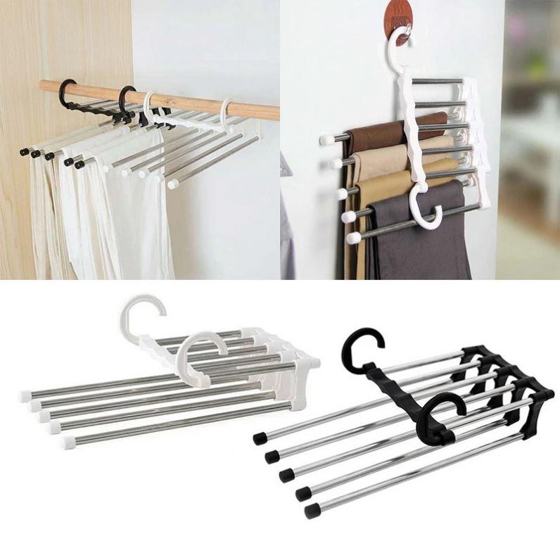 5 in 1 Pant Hanger for Clothes Organizer Multifunction Shelv
