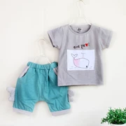 Trẻ em mặc cho bé bộ đồ ngắn tay mùa hè 1-2-3-4 tuổi bé trai và bé gái Áo thun cotton hai dây cho bé mùa hè - Khác